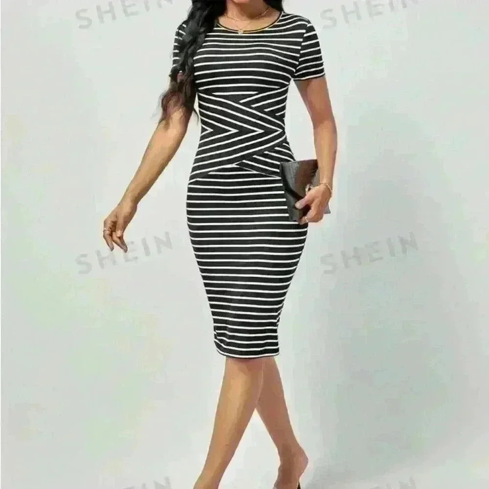 Clasi Striped Print Bodycon Dress